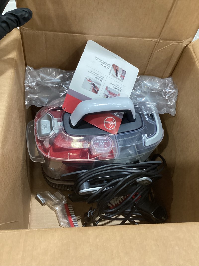 Condition photo showing As Is for Hoover CleanSlate Plus Portable Carpet + Upholstery Spot Cleaner Machine, Powerful Suction with Versatile Tools, Pet Stain Remover, Car and Auto Detailer, Pair with Hoover Carpet Cleaner Solution