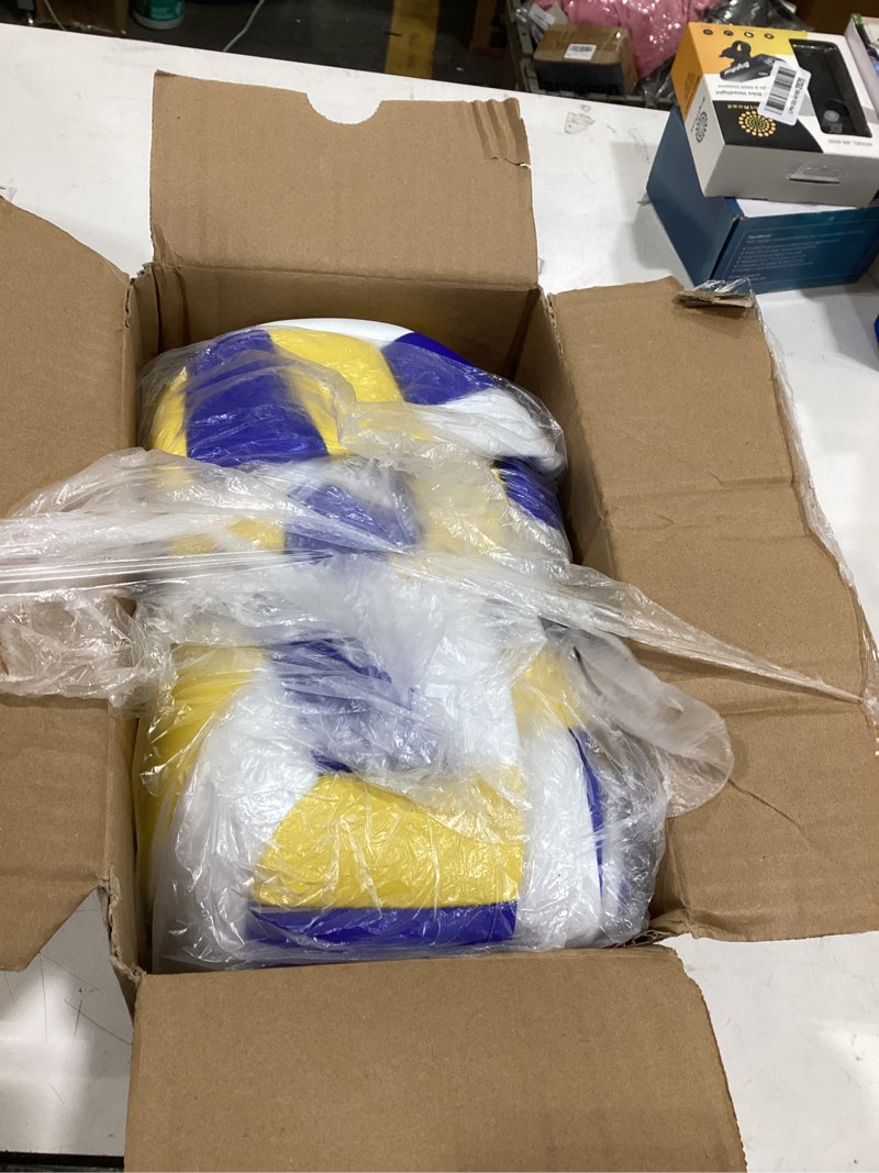 Condition photo showing Good Condition for 6 pack volleyballs official size 5, waterproof soft volleyball with pump and net bag for indoor outdoor beach pool water gym training - competition volley ball for training match for beginner yellow-blue-white size 5