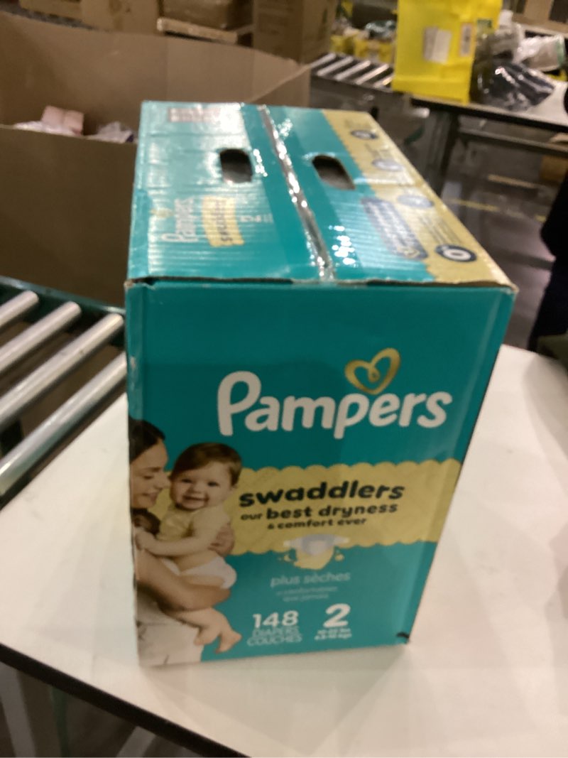 Condition photo showing New/Like New for Pampers Swaddlers Diapers, Size 2 (10-22 lbs), 148 Count, Absorbent, Keeps Baby Dry and Comfortable, Skin Safe Disposable Baby Diaper (Packaging May Vary)