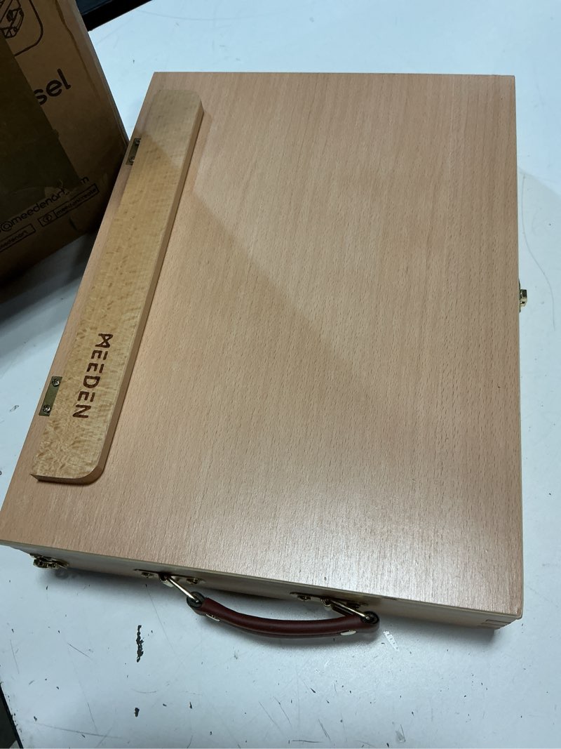 Condition photo showing Good Condition for meeden table sketch box easel -portable solid beech tabletop wood easel drawing & sketching board with storage drawer & palette for beginner artist, art students & kids, canvas up to 11" × 14"
