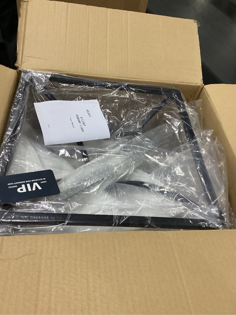 AOLALA 8 light lantern pendant light, square farmhouse chandeliers, black hanging metal tiered chandelier for dining room light future bedroom foyer hall kitchen living room and entrywY