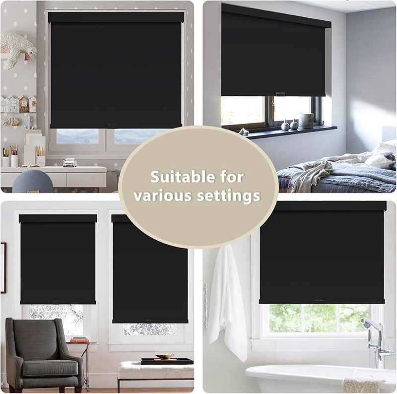 SUNOFF Cordless Blackout Roller Shades Blinds for Windows Free-Stop,Pull Down Room Darkening with Va