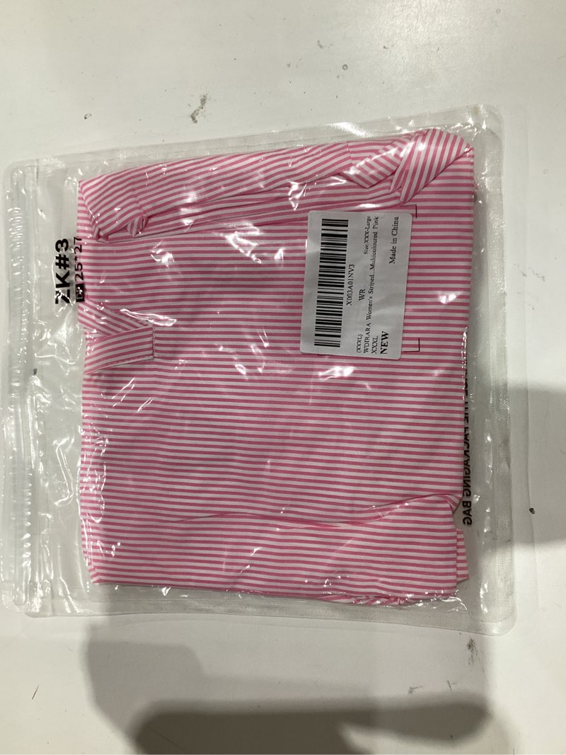 Condition photo showing New/Like New for WDIRARA Women's Striped Ruffle Cap Sleeve Notched V Neck Blouse Top Shirt Medium Multicoloured Pink