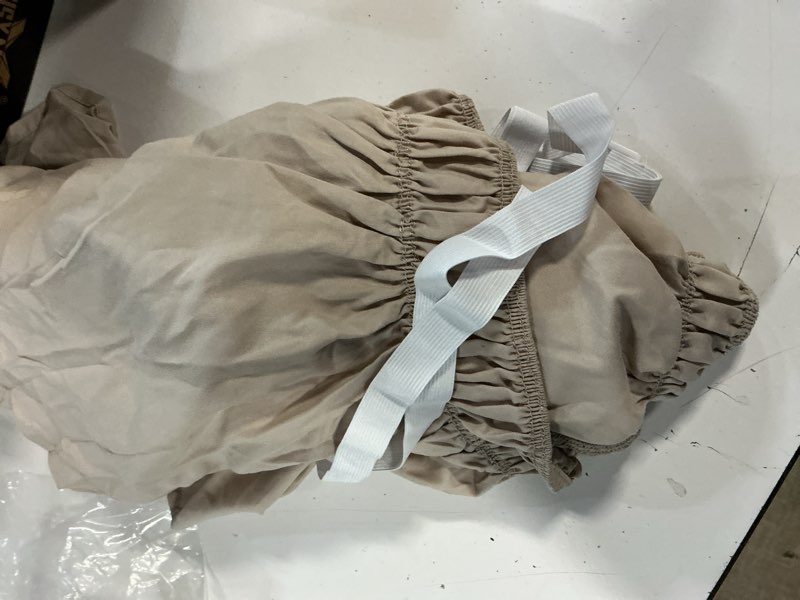 Condition photo showing Good Condition for wrap around dust ruffle bed skirt - cream - for king size beds with 12 inch drop - easy fit elastic strap - adjustable pleated bedskirt w/brushed fabric - wrinkle free - for women, men, kids & teens king/cal king 12" - drop 12 - cream