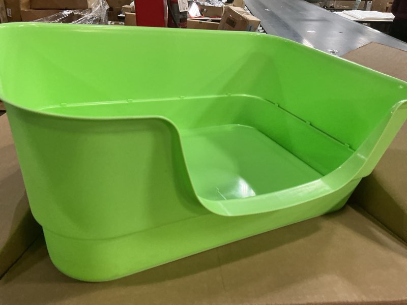 Condition photo showing Good Condition for Extra Large Cat Litter Box with High Sides,23.23"×16.34"×8.46",Jumbo Kitty Litter Box with Low Entry,XL Cat Boxes for Indoor Cats,Easy to Clean,Anti-Splashing(Green)