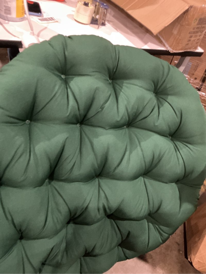 Condition photo showing As Is for blazing needles . solid twill papasan cushion green