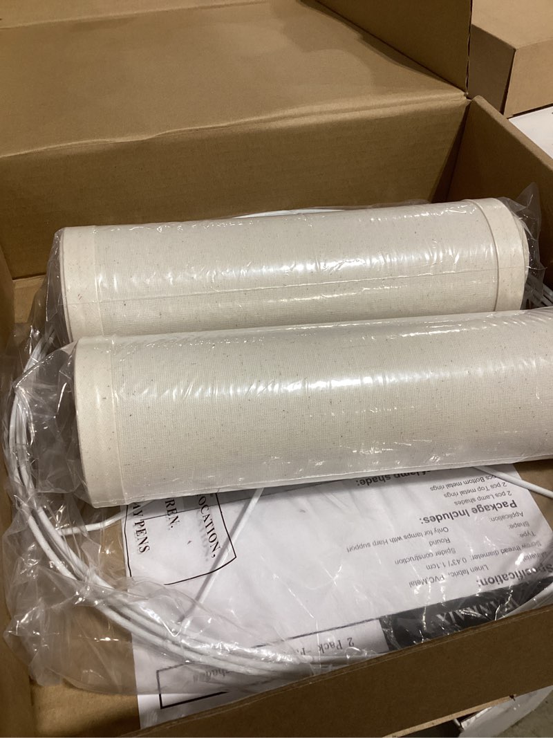 Condition photo showing New/Like New for lampshades Set of 2, Drum Lamp Shades Set of 2, Lamp Shades for Table Lamps Easy Assembly Required Lamps Shades Natural Linen Fabric (Beige, 13"x13"x10") 13"x13"x10" Beige