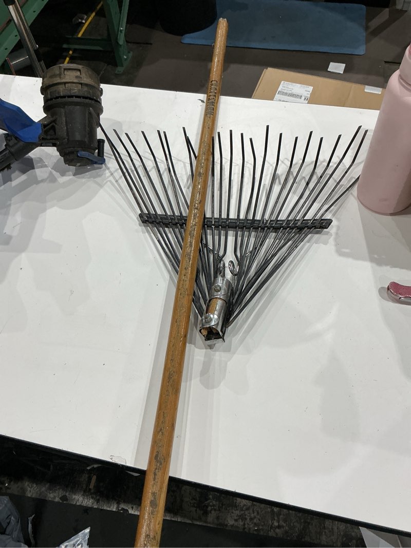 Condition photo showing As Is for craftsman 24-in steel leaf rake with wood handle