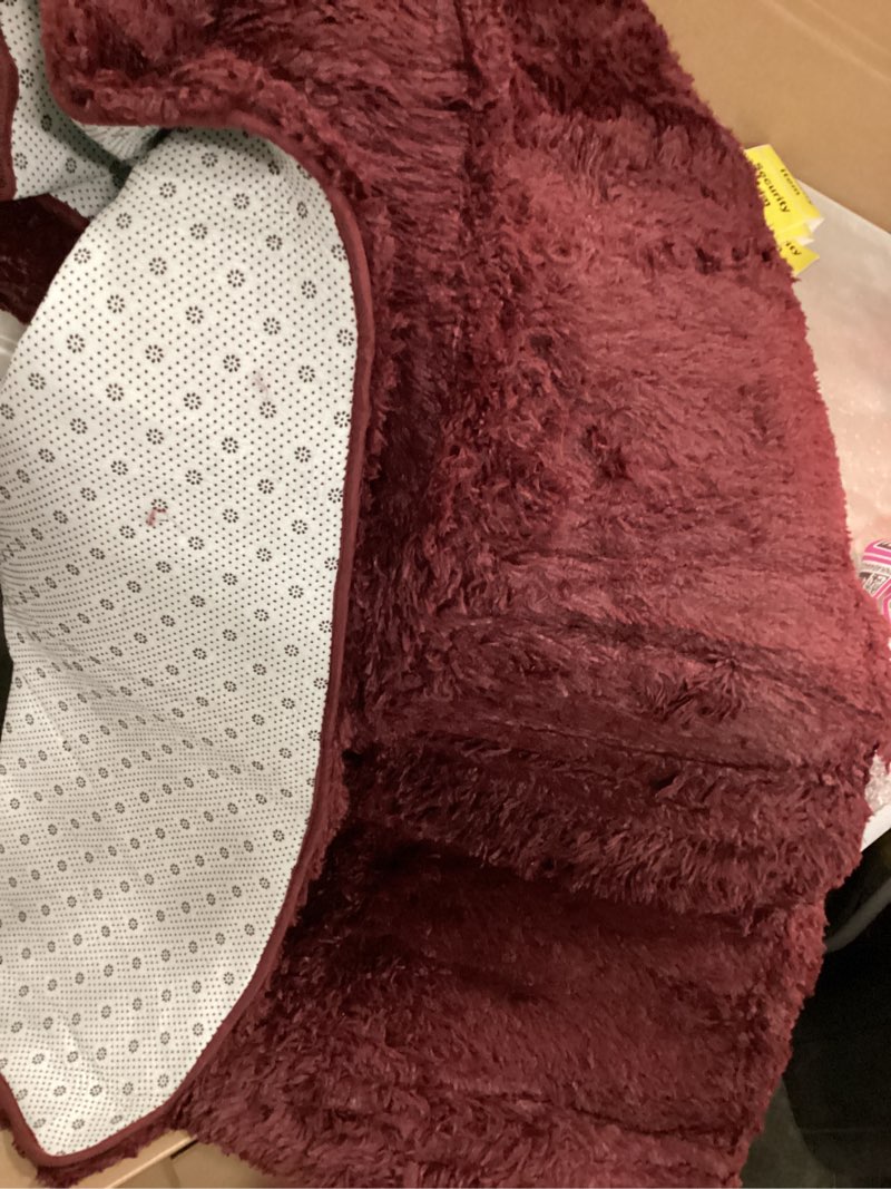Condition photo showing As Is for large shag area rugs, plush fuzzy rugs for living room, ultra soft fluffy furry rug for bedroom, indoor carpet nursery rugs for kids room home decor, burgundy