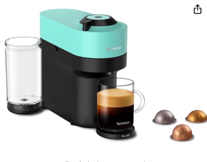 Nespresso Vertuo Pop+ Coffee and Espresso Maker by Breville, Aqua Mint