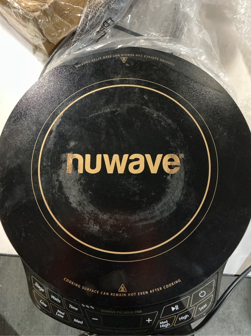 Condition photo showing Good Condition for Nuwave Precision Induction Cooktop Gold, 12” Shatter-Proof Ceramic Glass Surface, Large 8” Heating Coil, Portable, 51Temp Settings 100°F to 575°F, 3 Wattage Settings 600, 900, and 1500 Watts