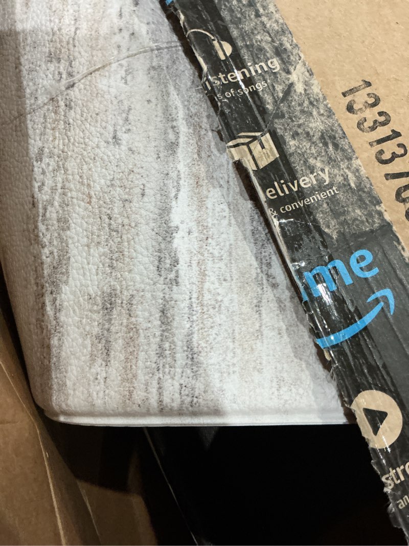 Condition photo showing As Is for (only 1, incomplete, missing pieces)kimode kitchen mats cushioned anti fatigue, abstract kitchen rugs sets of 2, 20\"x47\"+20\"x32\" non slip kitchen mats for floor, padded kitchen floor mat for sink laundry office light brown multi 20\" x 47\"+20\" x 32\"--0.47 inches light brown/multi