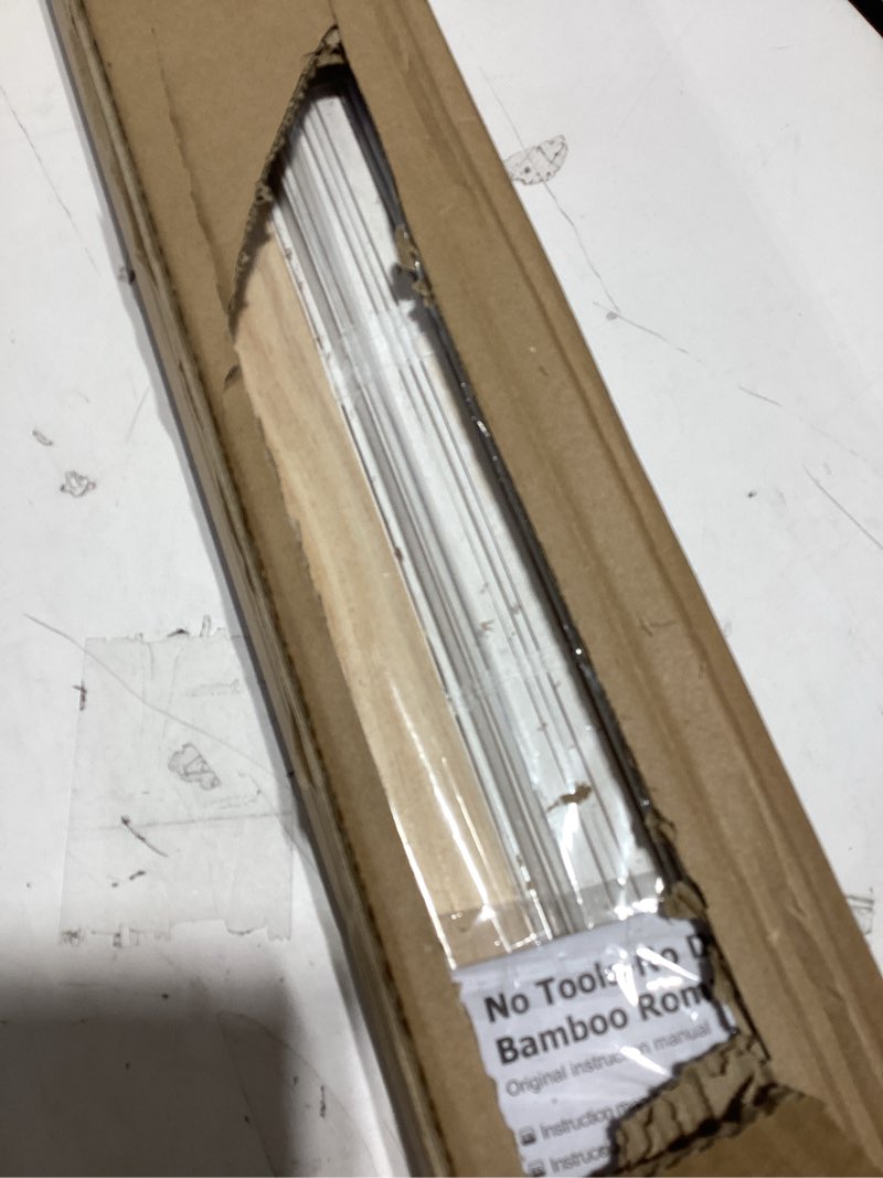 Condition photo showing Good Condition for LazBlinds No Tools No Drill Cordless Bamboo Roman Shades, Light Filtering Window Treatment, Roll Up Bamboo Blinds for Windows 24'' W x 64'' H, Wood