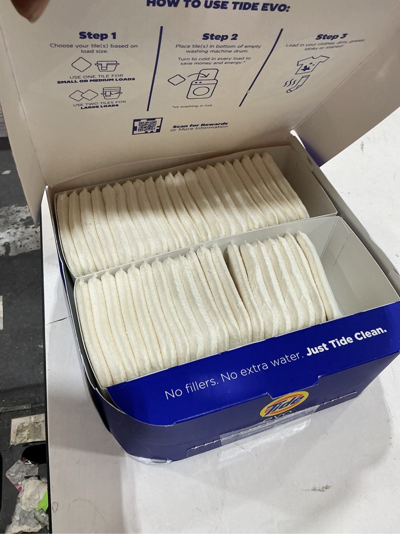 Condition photo showing New/Like New for tide evo laundry detergent original scent works on 100% of common stains concentrated travel detergent he compatible and instant dissolve fights stains better than leading detergent sheet, 42 count