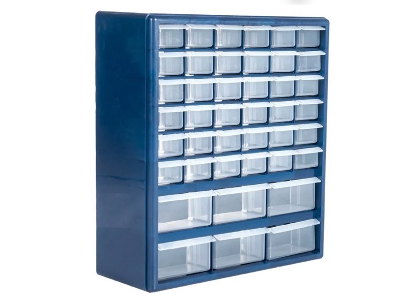 Stalwart Plastic Storage Drawers with 42 Compartments, Blue
