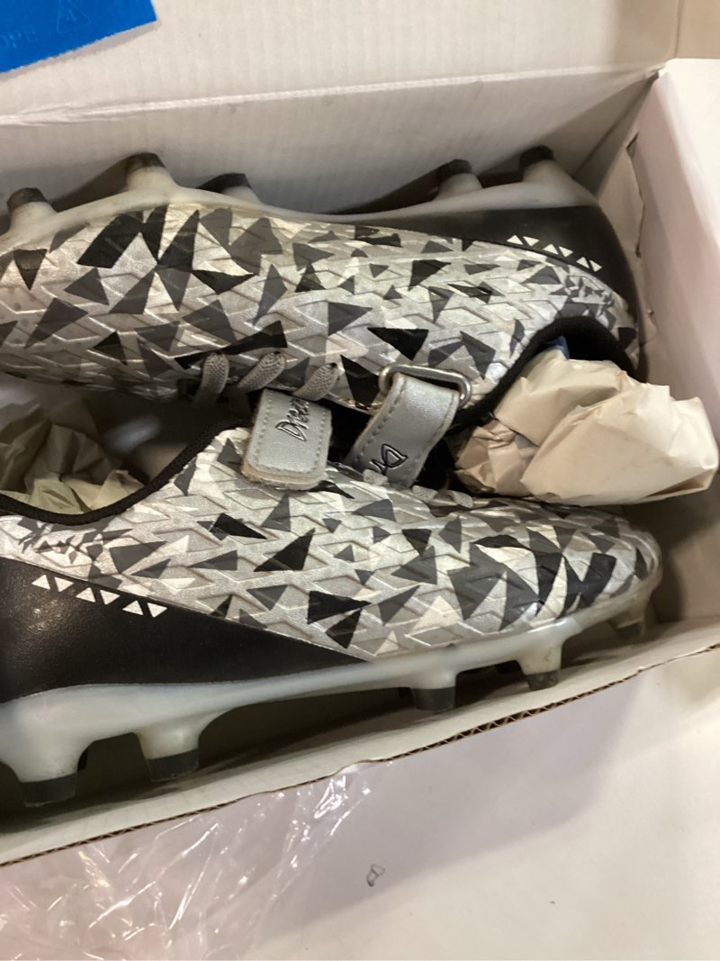 Condition photo showing Good Condition for dream pairs boys girls soccer cleats kids football shoes for little/big kid 12 little kid black/grey