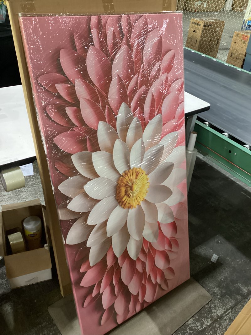 Condition photo showing New/Like New for ouzzlie large floral wall art bedroom pink canvas wall decor flower picture art white artwork for living room office 29" x 59" 59"l x 29"w pink