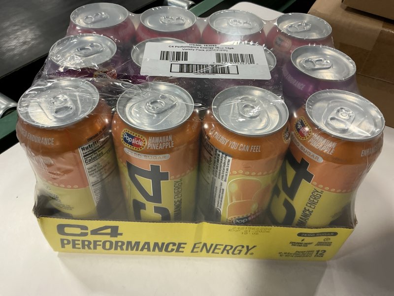 Condition photo showing New/Like New for (EXP;1/2026) Cellucor C4 Performance & Smart Energy Drink Official Variety Pack | Zero Sugar Carbonated Preworkout Energy | 150+200mg Caffeine with Beta Alanine | 4 Flavors | 12 Fl Oz (12 Pack) C4 Brain & Body Official Variety Pack 12 Fl Oz (Pack of 12)