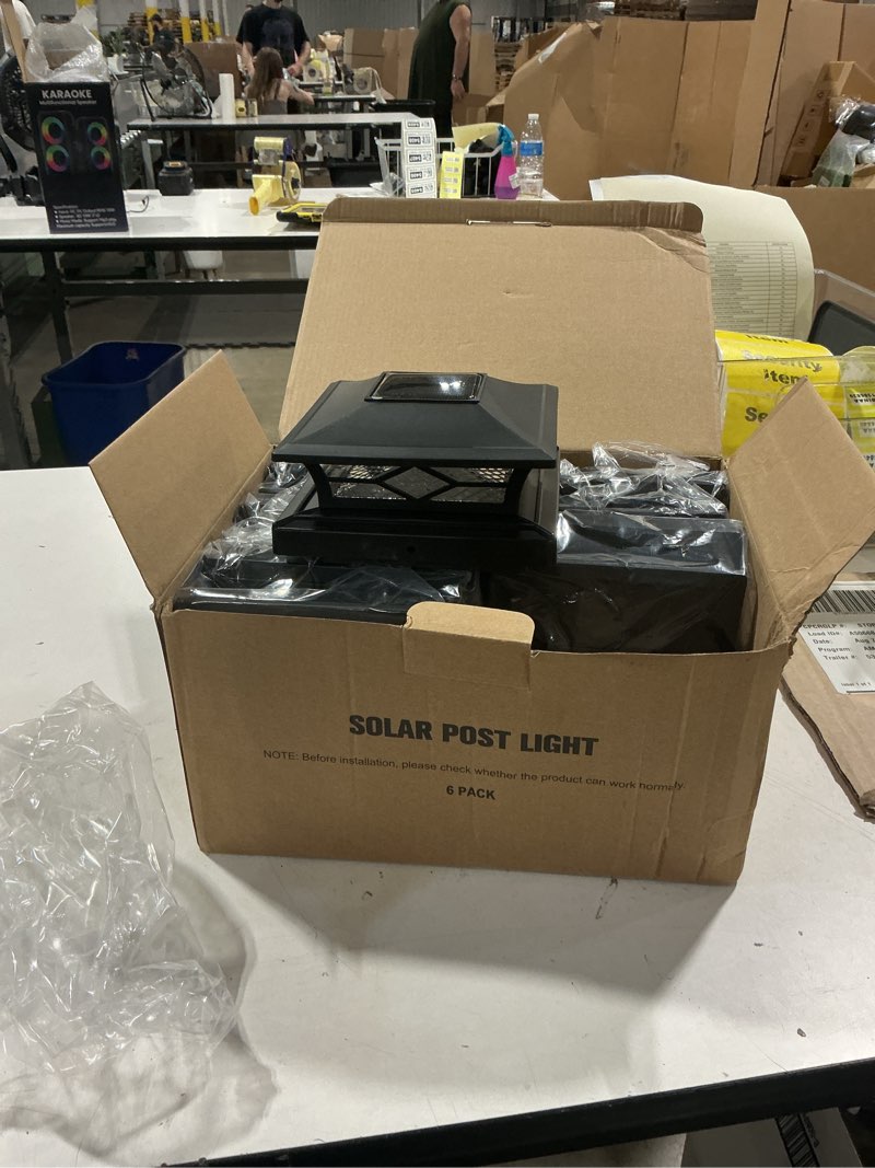 Condition photo showing Good Condition for volisun solar post cap lights: 6 - pack outdoor deck post cap lights black for dock fence waterproof 2 color modes,4x4/6x6 wooden/vinyl posts 6 pack black