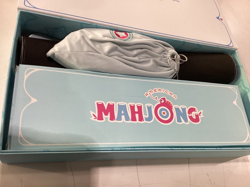 Condition photo showing New/Like New for mini mahjong set for kids & beginners, portable travel mahjong tiles set american for family, 160 acrylic mini mahjong tiles with carrying bag, mat, racks, mah jong starter kit for ages 6+ green