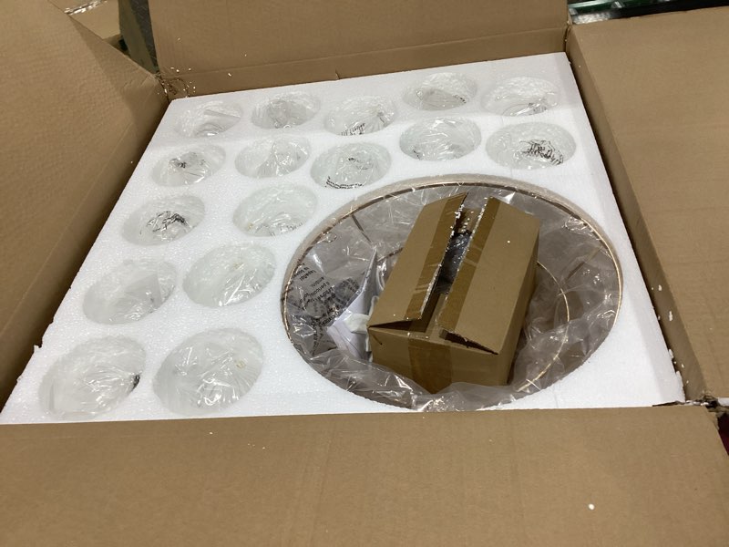 Condition photo showing Good Condition for Modern Glass Ceiling Light,5 Light Nordic Bubble Ball Swirled Glass Globe Chandeliers Gold Light Fixtures for Bedroom Dining Room Living Room Kitchen Entryway D25.2IN UL Listed Ceiling Light 5-Light 25.2 inches Gold