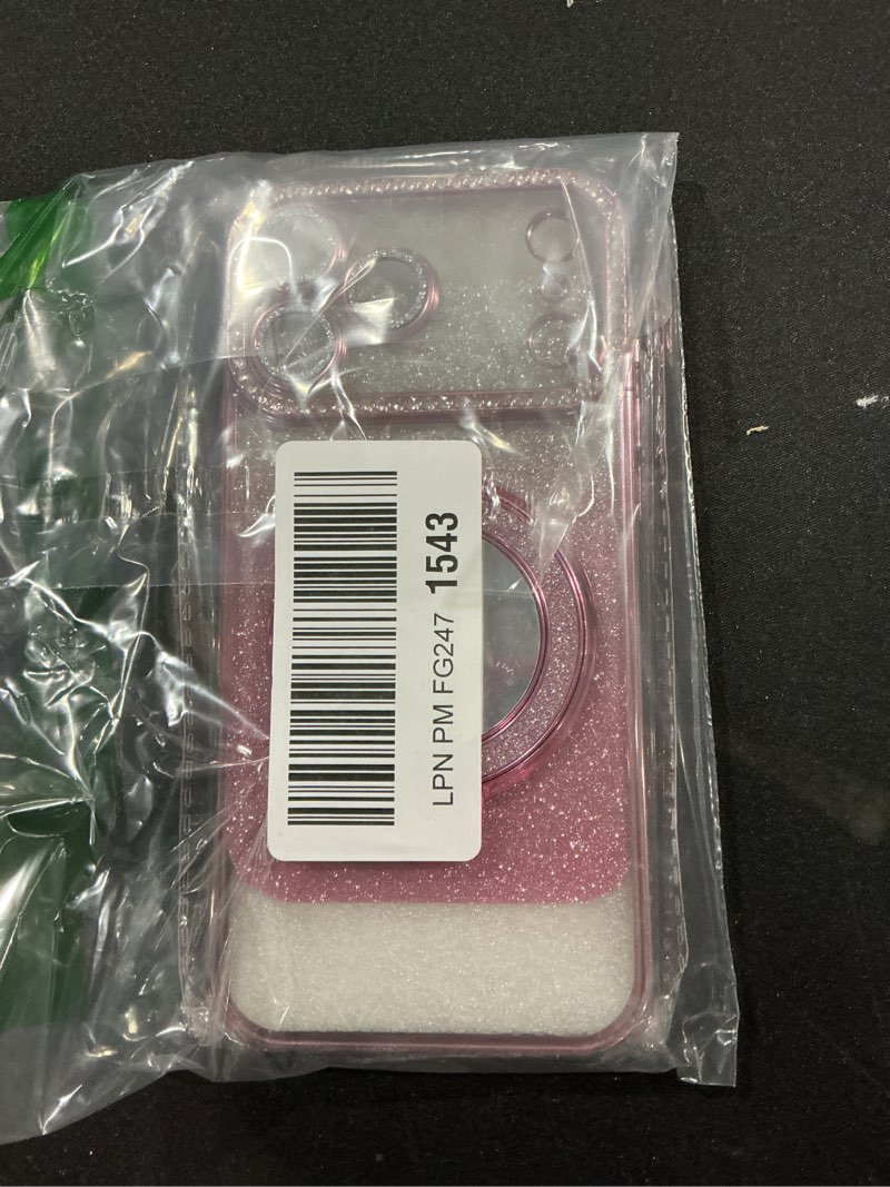 Condition photo showing Good Condition for Magnetic Kickstand Glitter Case for iPhone 17 Pro Max,[Compatible with Magsafe] Cute Bling Sparkly Rhinestones with Camera Protector Makeup Mirror Women Girls Case for iPhone 17 Pro Max, Pink