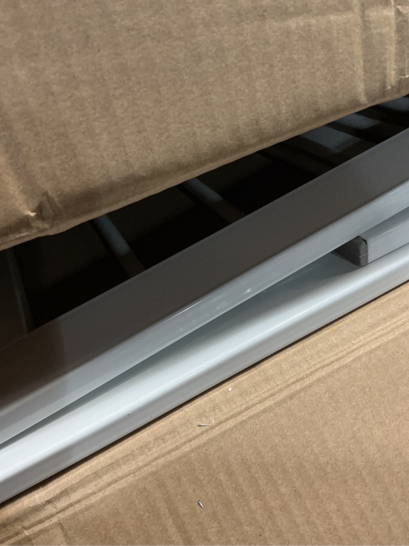 Condition photo showing As Is for regalo easy step 49-inch extra wide baby gate, includes 4-inch and 12-inch extension kit, 4 pack of pressure mount kit and 4 pack of wall mount kit white 29-49"w x 30"h