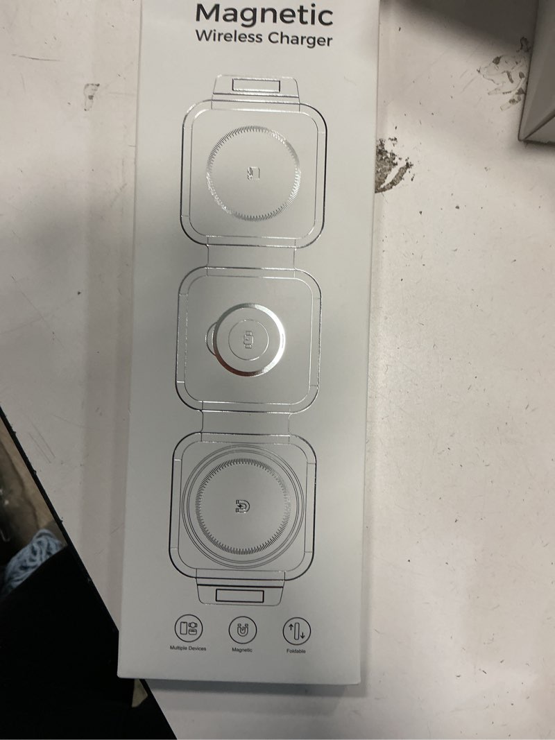 Condition photo showing New/Like New for 3 in 1 Charging Station for Apple Multiple Devices, Foldable Magnetic Fast Wireless Charger Dock, Travel Charging Pad for iPhone 17 16 15 14 13 12 Pro Max Plus Apple Watch Series & AirPods 4/3/2/Pro 1 Pack