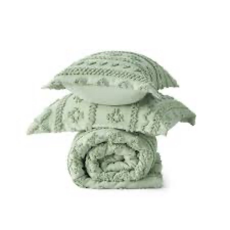 gentlesoft™ boho deluxe embroidery comforter set - sage green - king