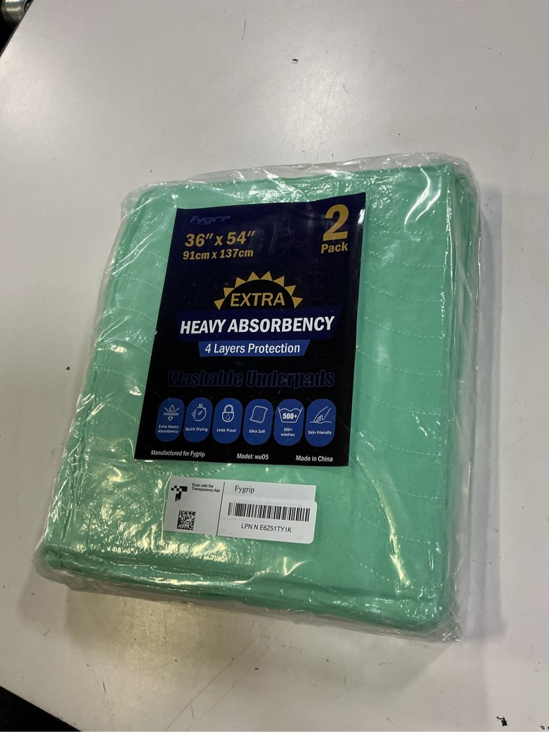 Condition photo showing New/Like New for 2 pack 36” x 54” extra heavy absorbency washable underpads, waterproof nursing pads incontinence bed pads, reusable washable pee pads for dogs, diaper changing & adults, mattress protector 2 pack - 36" x 54"