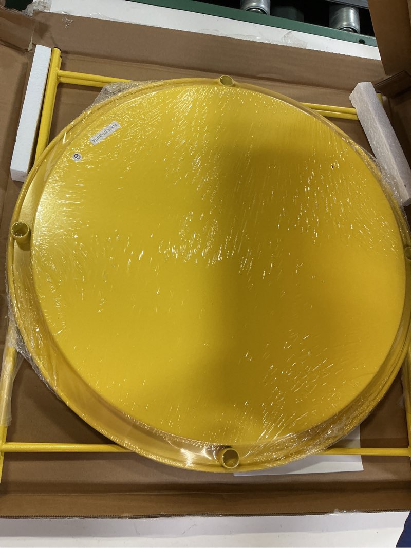Condition photo showing New/Like New for vecelo round side/end table with fabric storage basket?metal anti-rust and waterproof small bedside nightstand with removable tray top for living room?balcony & laundry?yellow /1pcs with basket yellow 1 pcs with basket