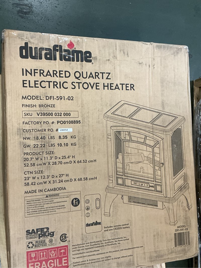 Condition photo showing New/Like New for duraflame Infrared Quartz Electric Stove Heater - DFI-591-02 - Bronze