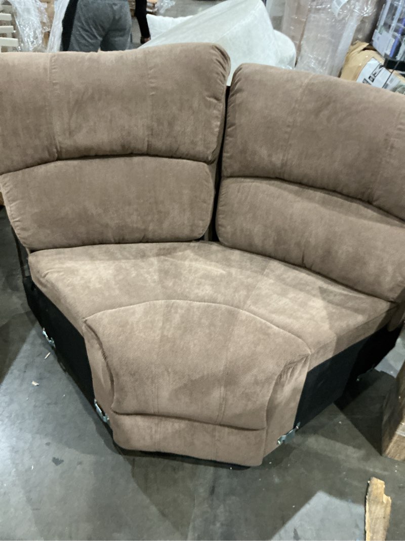 Condition photo showing As Is for gewnee flannal fabric manual reclining sectional sofa with cup holders(incomplete)