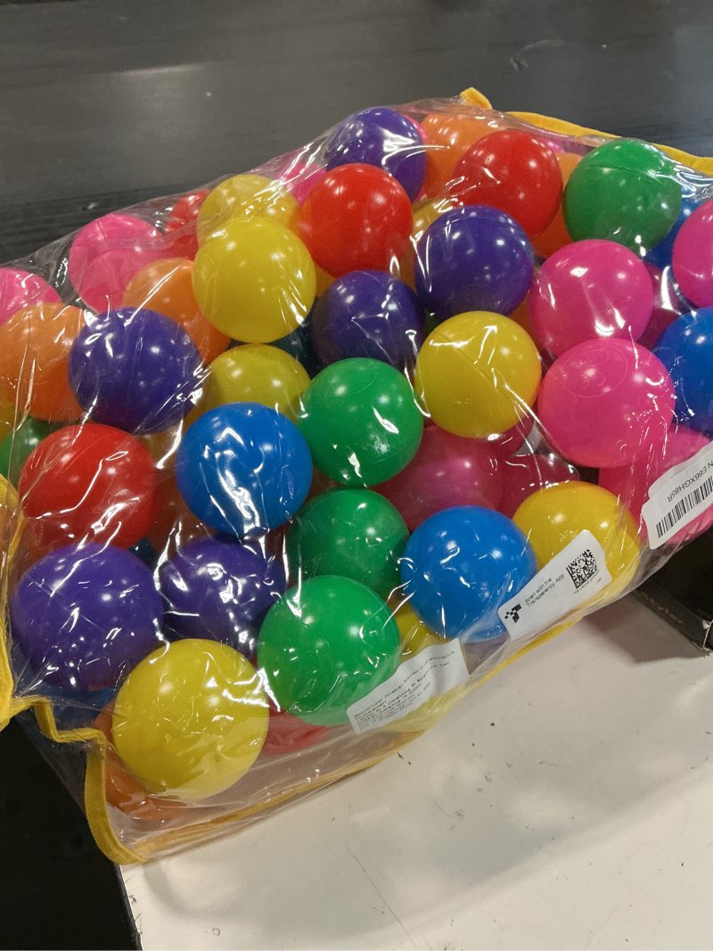 Condition photo showing New/Like New for hovenlay ball pit balls phthalate free bpa free crush proof plastic - 7 bright colors in reusable play toys for kids with storage bag 100 balls, 7 colors