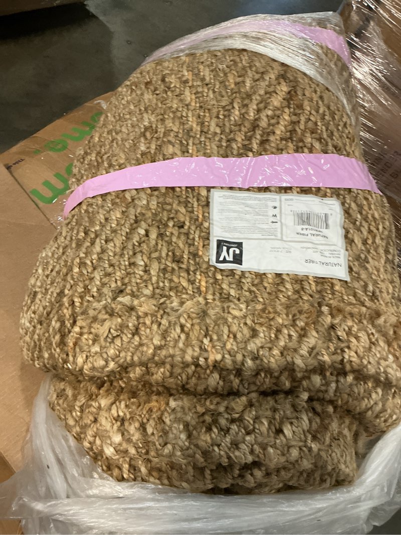 Condition photo showing As Is for jonathan y nfr101a-8 espina hand woven herringbone chunky jute indoor area rug bohemian farmhouse easy cleaning bedroom kitchen living room non shedding, 8 x 10, natural color