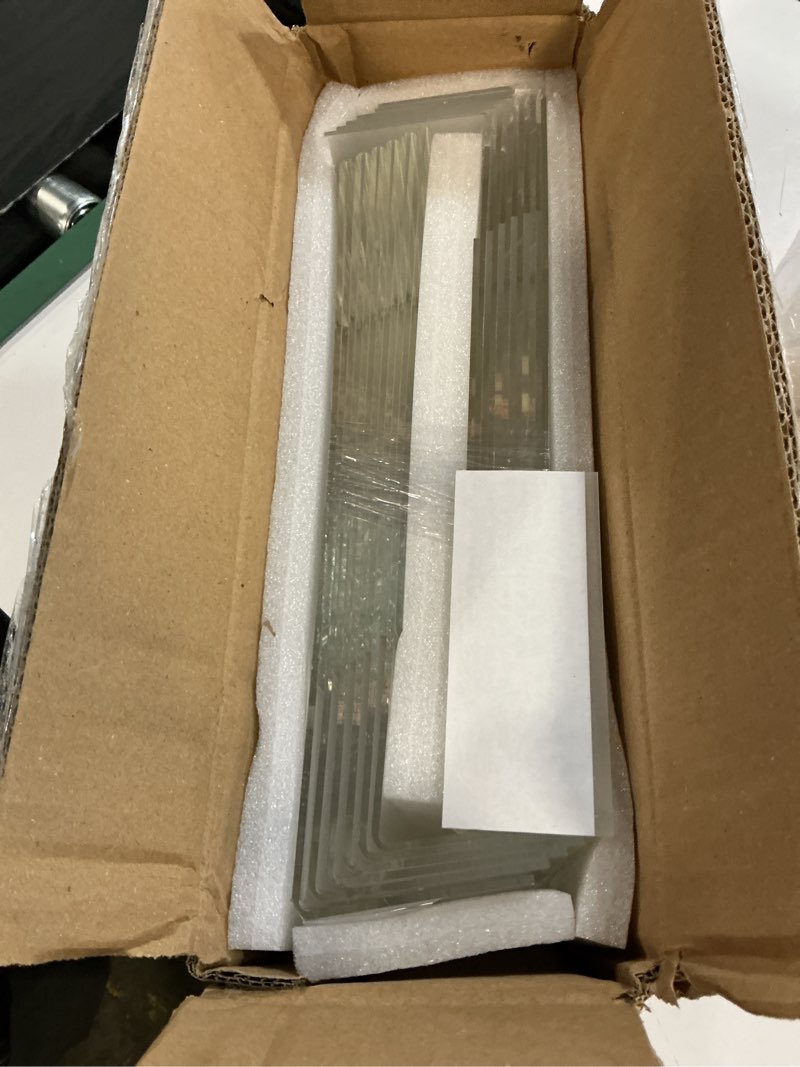 Condition photo showing New/Like New for decohobo 12 pack acrylic sign holder 8.5 x 11, clear plastic display stands for tabletop, l-shape acrylic stands for flyers, documents, office, restaurants, vertical sign holder 8.5x11 for desktop vertical 12 pack 8.5x11