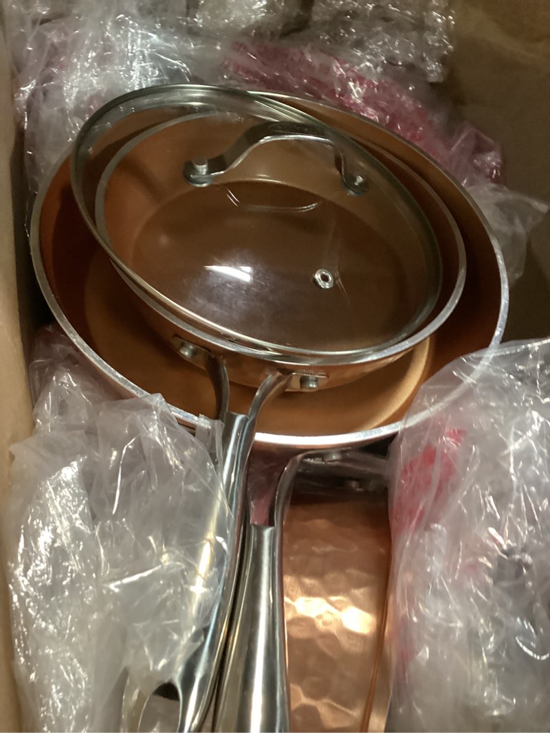 gotham steel hammered 15 pc ceramic cookware set, induction pots and pans set non stick with cooking