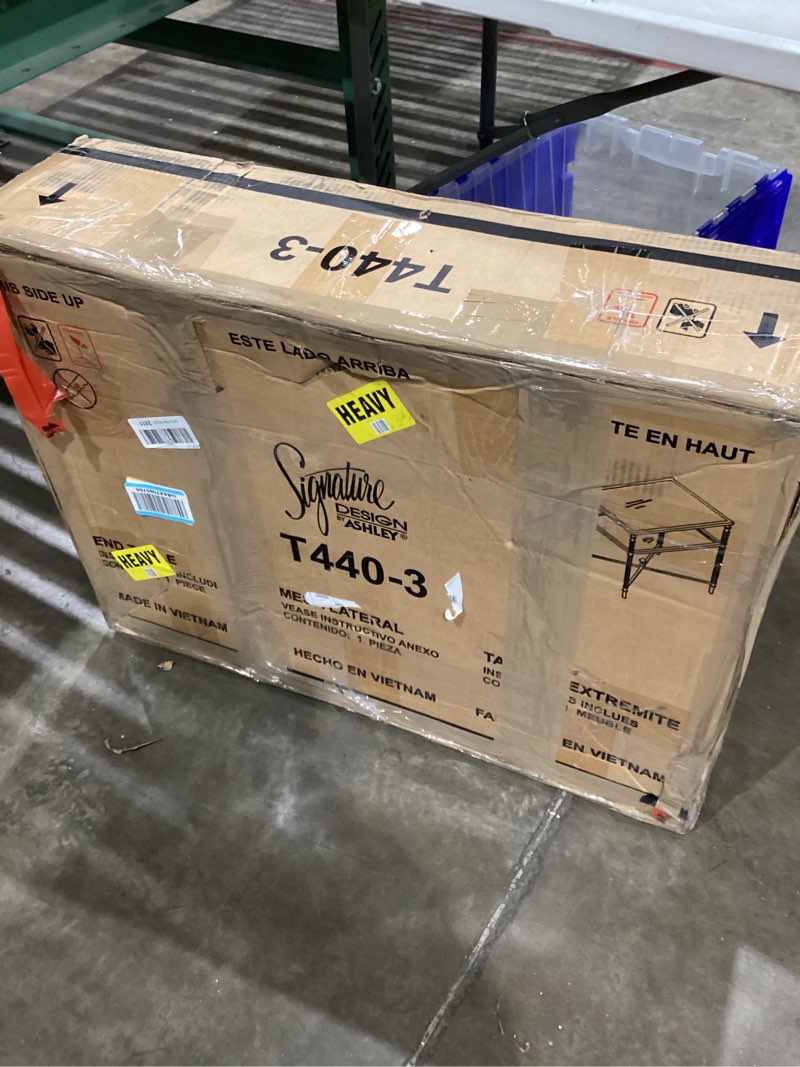 Condition photo showing New/Like New for Similar to not exact Signature Design by Ashley Ashber Contemporary Marble-Tabletop Accent Table with Cross Legs, White & Black