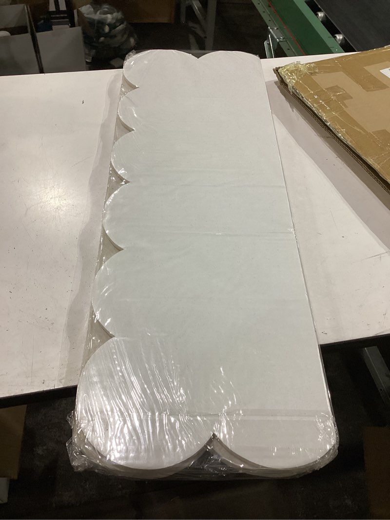 Condition photo showing New/Like New for mooliwe scalloped felt bulletin board 48 x 36 inches foldable beige pin cork board alternative for wall, 4' x 3' trifold picture vision self adhesive bulletin decorative scalloped 47.2" x 35.4" beige