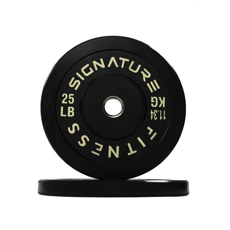 Signature Fitness 2" Olympic Bumper Plate Weight Plates with Steel Hub in Pairs or Sets - 100% Virgin Rubber