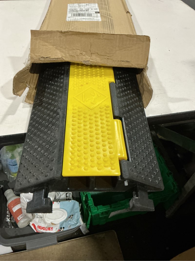 Condition photo showing Good Condition for rubber cable ramp cord cover cable protector ramps wire hose protective 2 channel 22000lbs load capacity traffic speed bump for asphalt concrete gravel driveway indoor outdoor, 1 pack 2 channel-1 pack