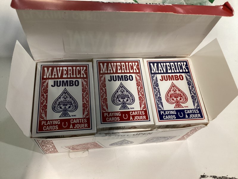 Condition photo showing New/Like New for Maverick Playing Cards 12 Pack, Made in USA, Standard Index, Red and Blue Decks, Bulk Playing Cards for Poker, Card Games, and Family Game Night Made in USA 12 PK Standard