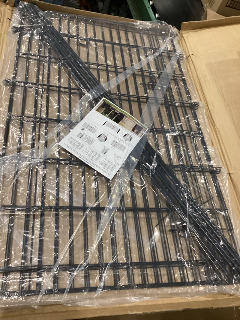 Condition photo showing New/Like New for 5 panels no dig garden fence with gate, 44in(h) × 11.8ft(l) decorative metal outdoor dog fence, rustproof pet fencing for yard, patio, flower bed -temporary fencing| easy to install 5 panels-44 in(h) x 11.8 ft(l) with gate