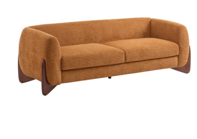 chris 3seater sofa left side rust boucle ( incomplete  only 1 box )) 
