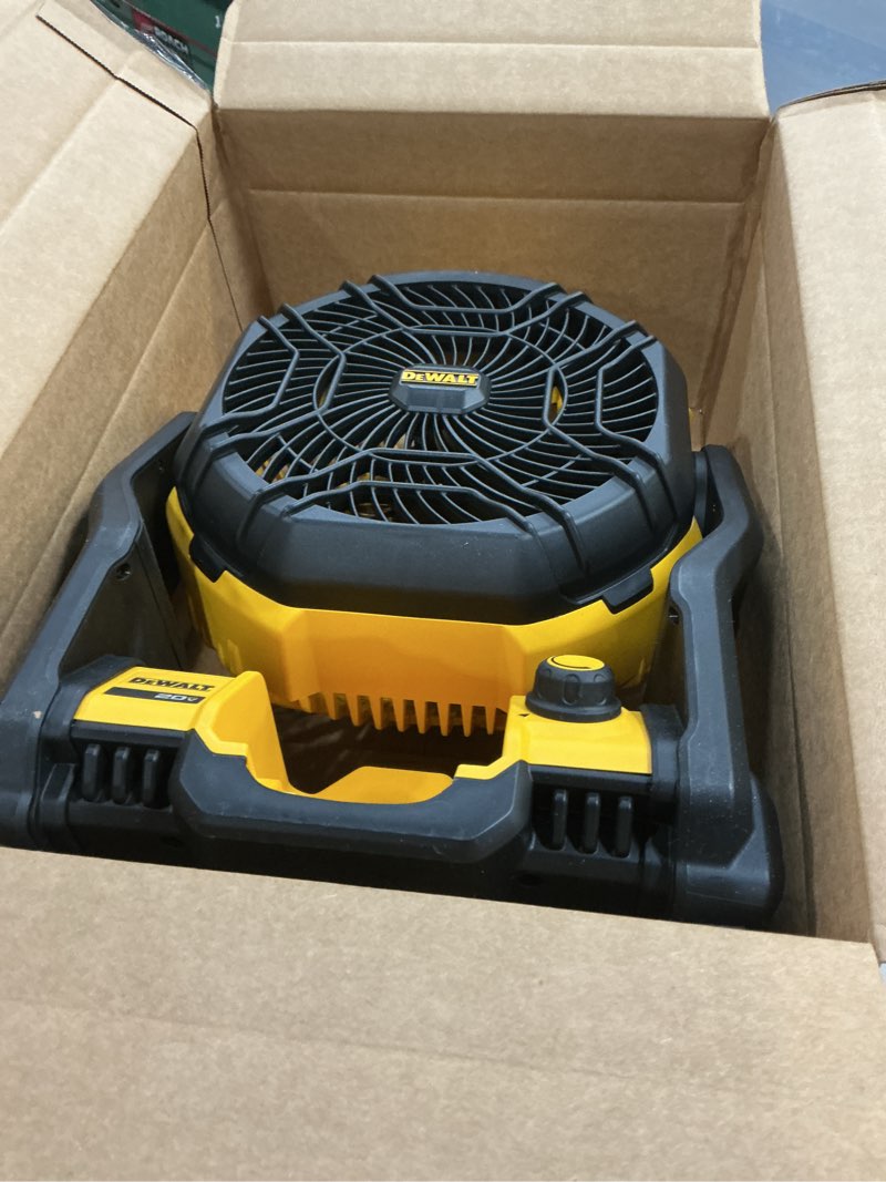 Condition photo showing Good Condition for DEWALT 20V MAX Portable Fan, Battery Powered Rechargeable Cordless Shop Fan, Up to 4.5 Hrs Runtime, Variable Speed, 650 CFM, Tool Only (DCE512B) Jobsite Fan (NEW)