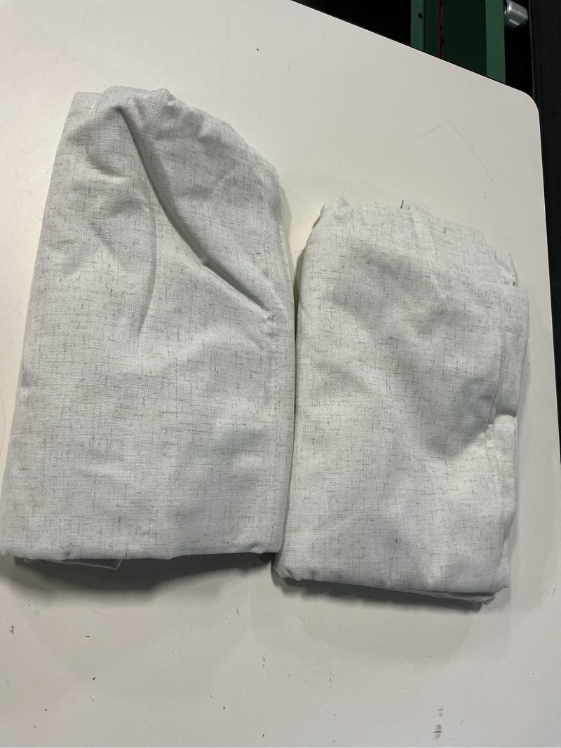 Condition photo showing Good Condition for nanspring 100% blackout linen curtains 102 inches long 2 panels set for living room thermal insulated black out drapes back tab floor to ceiling windows light blocking natural cream ivory w50 x l102 50"w x 102"l (pack of 2) natural