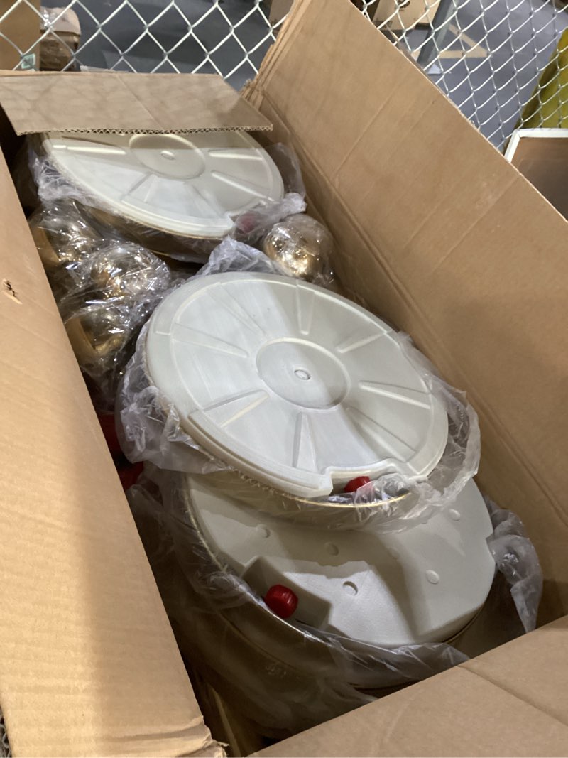 Condition photo showing New/Like New for Stainless Steel Stanchion Post Queue 5 ft Red Velvet Rope Red Carpet Ropes and Poles Crowd Control Barriers Sand Injection Hollow Base and Velvet Ropes Set for Party Supplies (8 Pieces, Gold) Gold-8PCS