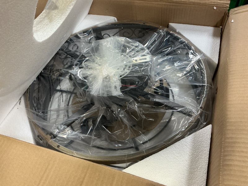 Condition photo showing Good Condition for 19" caged ceiling fan with light, flush mount fandelier farmhouse fan with remote, 6 speeds and timing samll fan lights ceiling fixtures for bedroom, kitchen, dining room black-fandelier