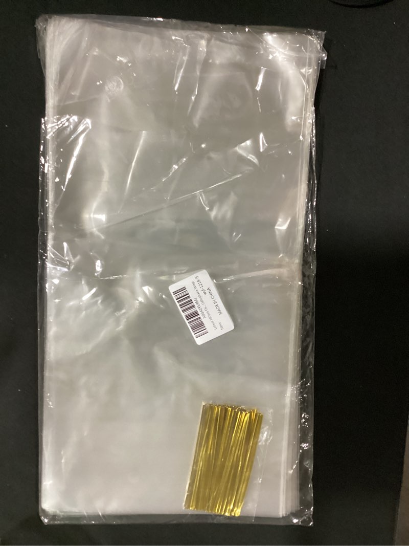 Condition photo showing Good Condition for labeol 100pcs cellophane bags 7x14 popcorn bags treat bag with ties goodie clear gift bag for packaging party favor cookie candy bakery plastic cellophane wrap 7x14 (pack of 100)