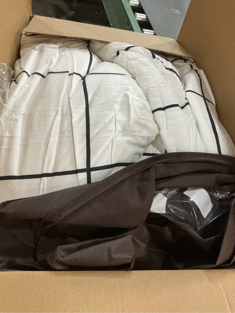 Condition photo showing Good Condition for KAREVER White Grid Comforter Set Big Grid Queen Cotton White Black Plaid Printed Stripes Women Checkered Queen Comforters Bedding Set Bed Blanket Set White Plaid Comforter White Grid Queen